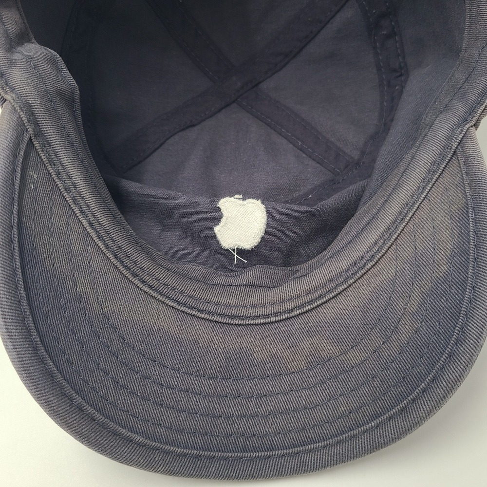Apple Hat Adjustable Blue Distressed Cadet Military Army Cap Tech Logo Promo Men - Picture 13 of 14
